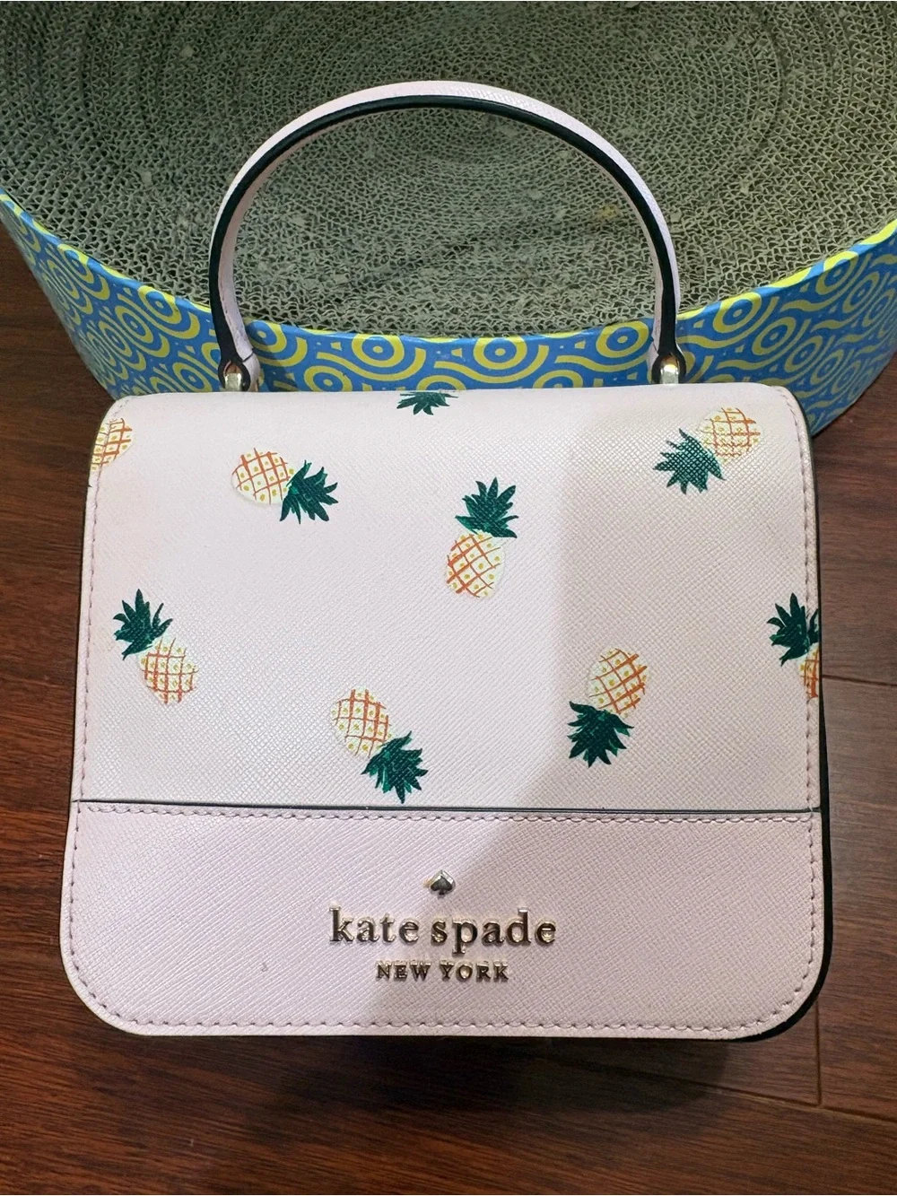 kate spade White Pineapple Print Top-Handle Crossbody
